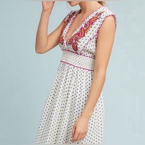 Anthropologie Maggie Embroidered Smocked Dress by Lilka